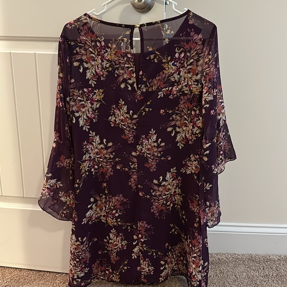 Plum/Purple Fall Floral Dress - Picture 5 of 5